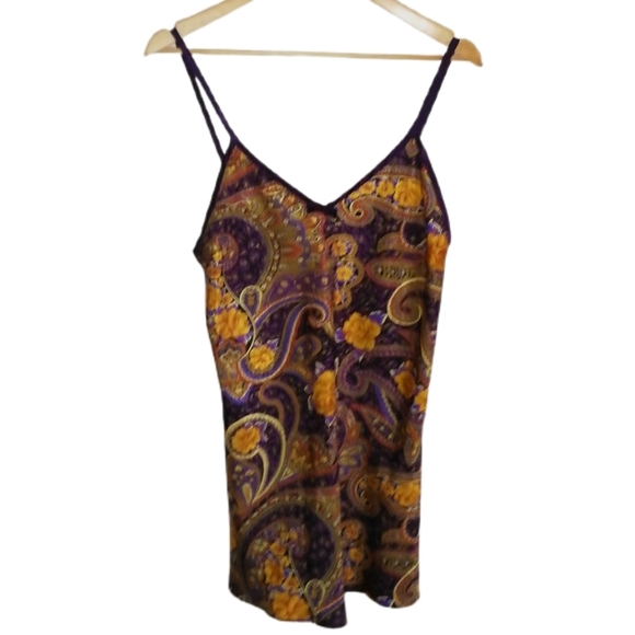 Vintage Other - VINTAGE Gold & Purple Peasley Silky Slip Dress